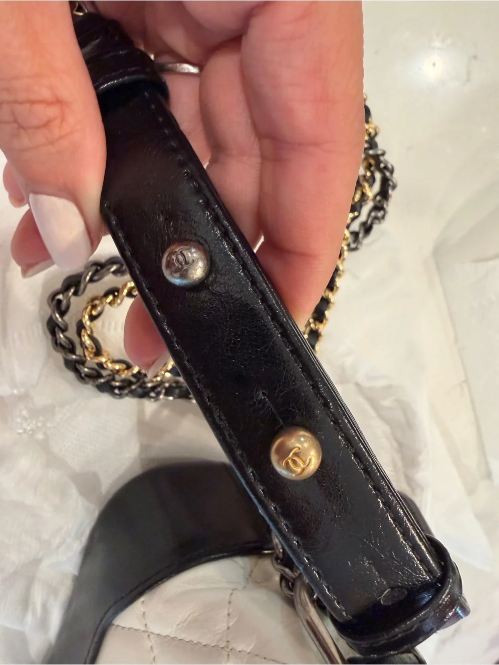 Chanel Gabrielle Crossbody/Shoulder Bag in White and Black